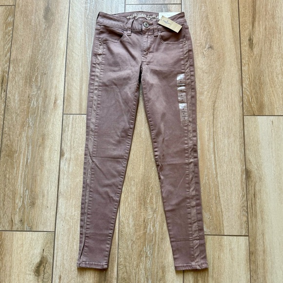 AEO Tan Skinny Jeans with Fabric Detail - Picture 1 of 4